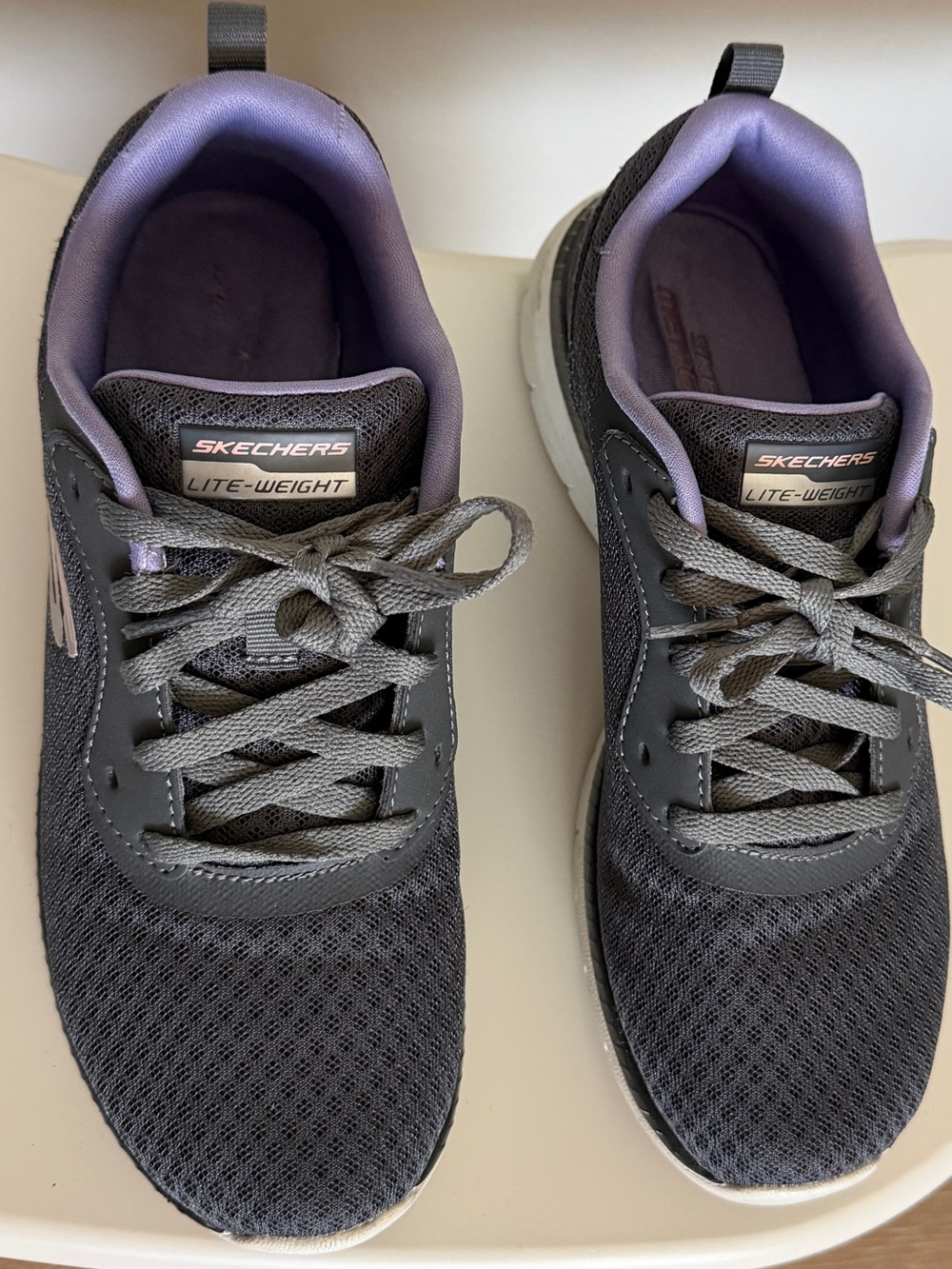 Skechers women Gray Athletic Sneakers with Purple Lining